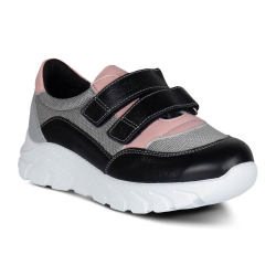 TW-439 (цв.15-серый/розовый) Полуботинки (Два ремня на велкро)